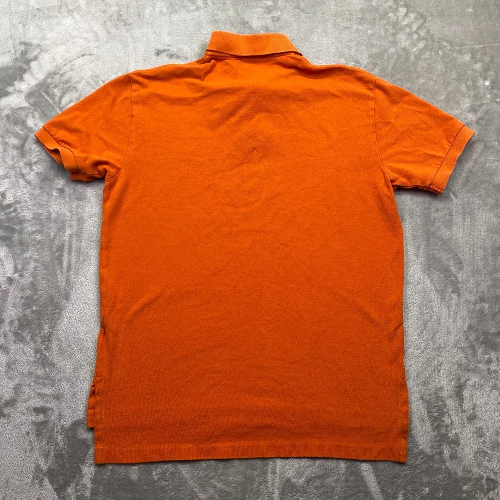 Polo Ralph Lauren Mens Orange‎ Short Sleeve Pique Polo Shirt Green Pony Size M